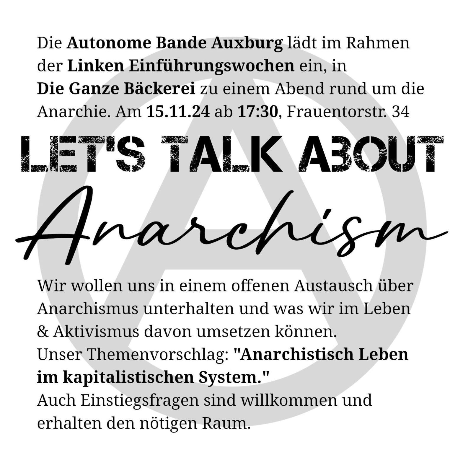 15.11.24 – 17:30 — Let’s talk about Anarchism